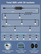 XMCOSY+ Smart Outdoor String Lights, 98Ft Patio Lights Waterproof, App Control - Image 8