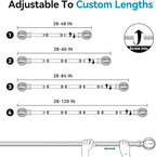 Silver Curtain Rods for Windows 28 to 48 Inch, 5/8" Diameter Heavy Duty Metal - Image 5