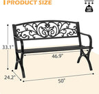 PayLessHere Black Outdoor Metal Loveseat Chairs Patio Garden Bench 50-inch - Image 2
