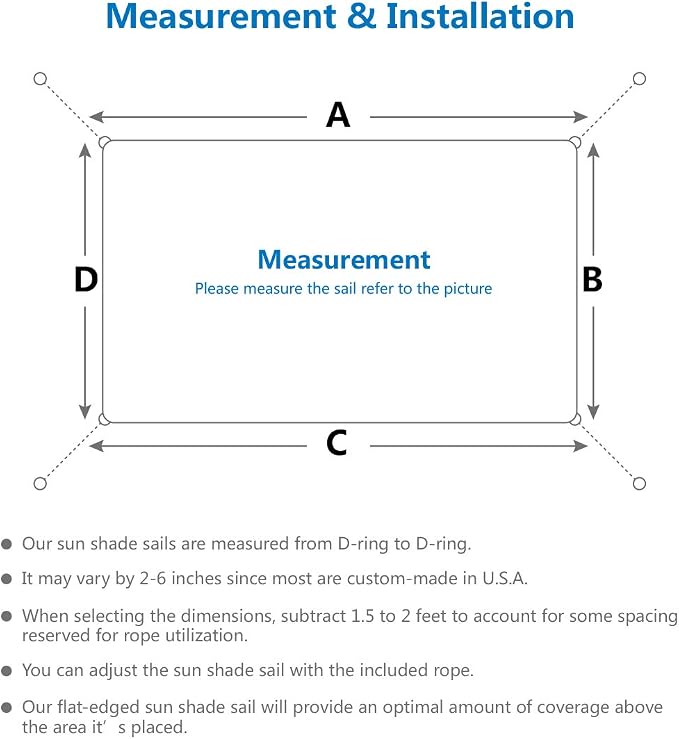 Eden's Decor Straight Flat-Edged Sun Shade Sail Rectangular 15' x 18' Beige - Image 3
