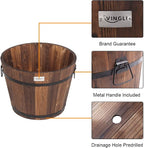 VINGLI 3 PCS Large Wooden Planter Barrel Set, 11.5"- 18" Real Wood - Image 4
