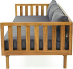 Merax Outdoor Acacia Wood Daybed, 3 Seater Day Bed Couch Sofa - Image 7