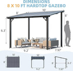 AECOJOY 10' x 8' Gazebo for Patio, Small Wall-Mounted Lean to Gazebo Pergola - Image 7