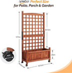 VINGLI 2PC Wooden Planter with Trellis, FreeStanding Planter Box with Drainage - Image 2