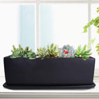Vencer 12 Inch Rectangular Modern Minimalist Ceramic Succulent Planter Pot - Image 6