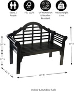 Plow & Hearth Weatherproof Lutyens Eucalyptus Wood Garden Bench | Foldable - Image 3