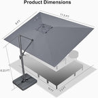 PURPLE LEAF Patio Umbrella 9' X 11.5' Rectangle Cantilever Umbrella Large - Image 9