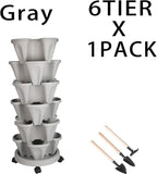 GameXcel Vertical Planter 6 Tier Stackable Planters Garden Planters Strawberry - Image 8