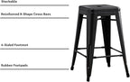 AC Pacific 24” Metal Backless Barstool Set of 2 – Country Rustic Style - Image 5