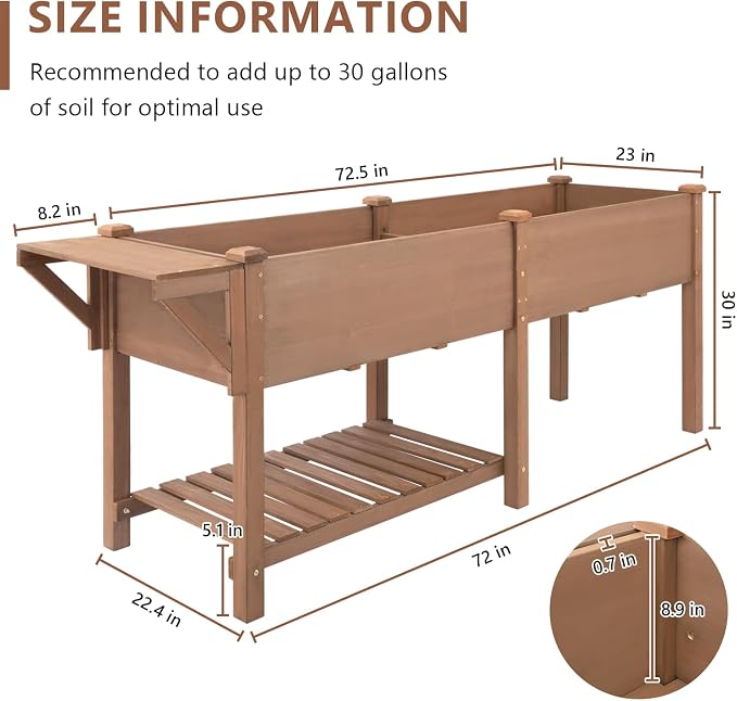 Raised Garden Bed with Legs Outdoor, Elevated Garden Box, Storage Shelf - Image 2