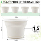 10 Inch Plastic-Flower-Pot-for-Indoor-Plants, 4 Pack Large Outdoor Planter Pot - Image 5