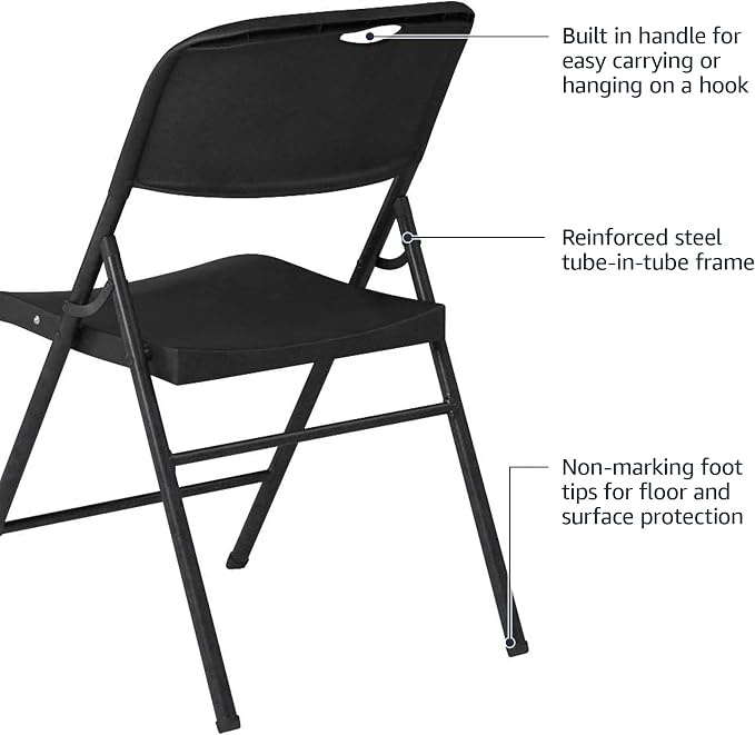 Amazon Basics Sturdy Foldable Plastic Chair, 350-Pound Capacity - Image 5