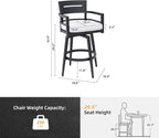 Modern Outdoor Bar Stools Set of 2 Swivel Patio Bar Chairs - Image 2
