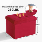 LINMAGCO Storage Ottoman Folding Foot Stool Velvet Foot Rest - Image 2
