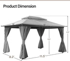 LAUSAINT HOME Semi-Permanent Outdoor Patio Gazebo 10'x13', Heavy Duty Party - Image 3