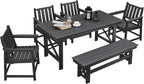 HDPE Outdoor Dining Set of 6, Patio Dining Table Set by SeeHill