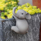 Set of 2 Cute Climbing Elephant Statues Flower Pot Hugger, Resin Hanging - Image 5