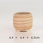Sun-E 6 in Set 7.6 cm Ceramic Wooden Pattern Succulent Plant Pot Cactus Plant - Image 4