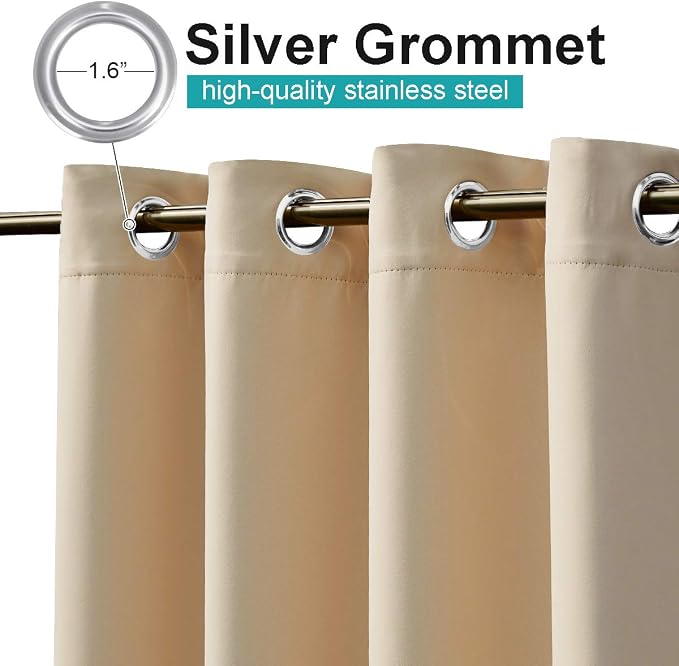 NICETOWN 2 Panels Patio Outdoor Curtains 95 inch Long Waterproof, Home Fashion - Image 3