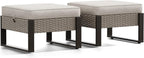 Joyside Outdoor Patio, All-Weather PE Rattan Ottomans Footstools - Image 7