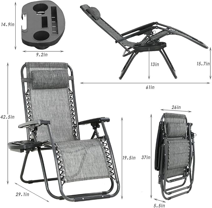 FDW Set of 2 Lawn Outdoor Deck Camping Folding Patio Beach Anti Recliner Pool - Image 8