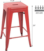 Devoko Metal Bar Stools 24" Indoor Outdoor Stackable Barstools Modern Style - Image 8