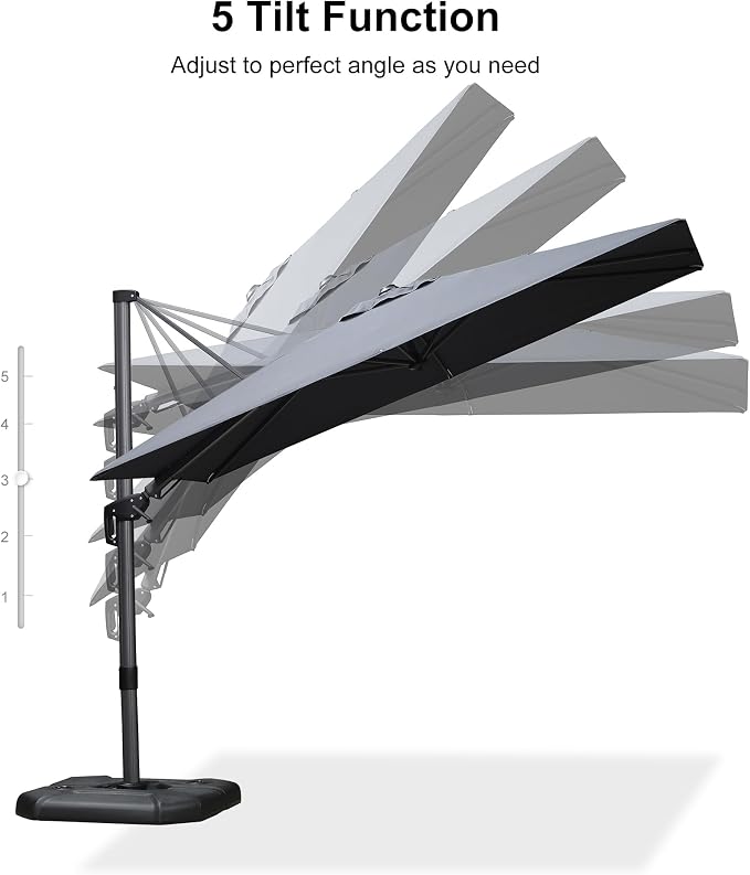 PURPLE LEAF 6.5' X 10' Left-right Tilt Patio Umbrella Outdoor Cantilever Swivel - Image 9