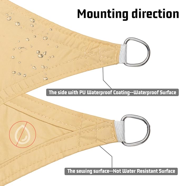 LOVE STORY Right Triangle 6'x7'x9.2' Waterproof Sun Shade Sail Canopy UV Block - Image 4