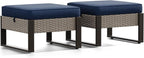 Joyside Outdoor Patio, All-Weather PE Rattan Ottomans Footstools - Image 7