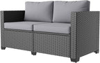 Aoxun 1 Piece Loveseats Patio Furniture Set, Wicker Outdoor Furniture by Aoxun