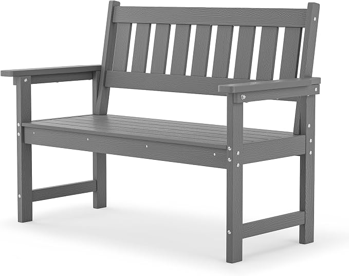 LUE BONA Outdoor Bench, 2-Person HDPS Garden Bench, Outdoor Benches Weatherproof - Image 7