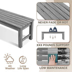 Psilvam 2-Person Outdoor Poly Lumber Patio Backless Bench, Fade-Resistant & - Image 4