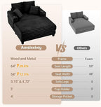 64" Chaise Lounge Chair Indoor, Oversized Sleeper Chair - Image 3