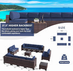 Kullavik 14 Pieces Outdoor Patio Furniture Set PE Wicker Rattan Sectional Sofa - Image 3