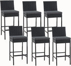 ECOTOUGE Outdoor Bar Stools, Wicker Woven Patio Stools & Patio Bar Chairs by ECOTOUGE