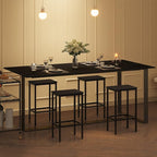 Bar Stools, 2-Piece Dining Stools, 25.8-Inch Height, Rectangular Industrial Bar - Image 2