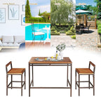 HAPPYGRILL 3 Pieces Outdoor Wicker Rattan Bar Set, Acacia Wood Patio Dining - Image 6