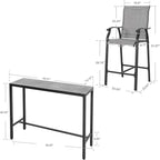 NUU GARDEN 3 Piece Patio Bar Set, 2 Textilene High Bar Stools and Patio Bar - Image 6