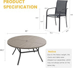 VICLLAX Patio Table and Chair Set of 6, All Weather Metal Round Outdoor Dining - Image 7
