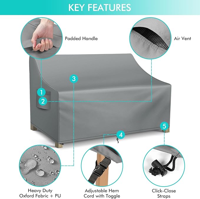 WLEAFJ Patio Sofa Cover Waterproof, Outdoor Loveseat Cover, Heavy Duty Outdoor - Image 3