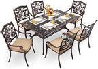 7-Piece Cast Aluminum Patio Furniture, Patio Dining Set by Unknown