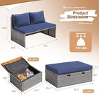 Devoko Patio Day Bed Outdoor Daybed Set Multifunctional Rattan Lounge Bed - Image 5