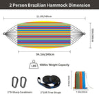 Brazilian Double Hammock with Tree Straps, Extra Large 94x63IN, 2 Persons - Image 3