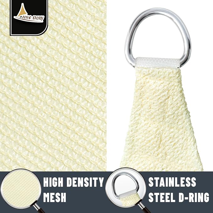 LOVE STORY Custom Size 16'x18' Butter Cream Sun Shade Sail Rectangle UV Block - Image 5