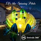 Solar Garden Lights Metal Flower Decor, Colorful Spinning Windmill Lotus - Image 3