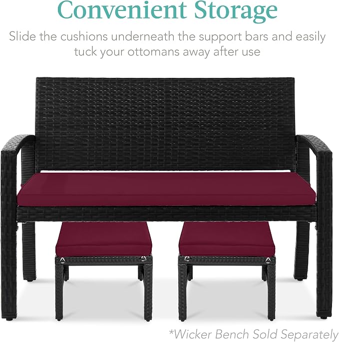 Best Choice Products Set of 2 Wicker Ottomans, Additional Seating, Side Table - Image 5