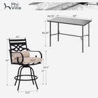 PHI VILLA 5 Piece Patio Bar Set, Outdoor Bar Table and Chairs Set, Strong and - Image 2