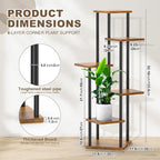 6 Tier Wood Tall Plant Stand Metal Rack Indoor, Planter Shelf Display Rack - Image 2