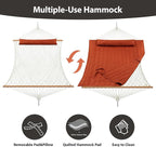Outdoor Double Hammock with Hardwood Spreader Bars, Large Rope Hammock with - Image 3