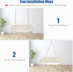 Giantex Hammock Chair 2 Seat, Macrame Hanging Chair - Image 2